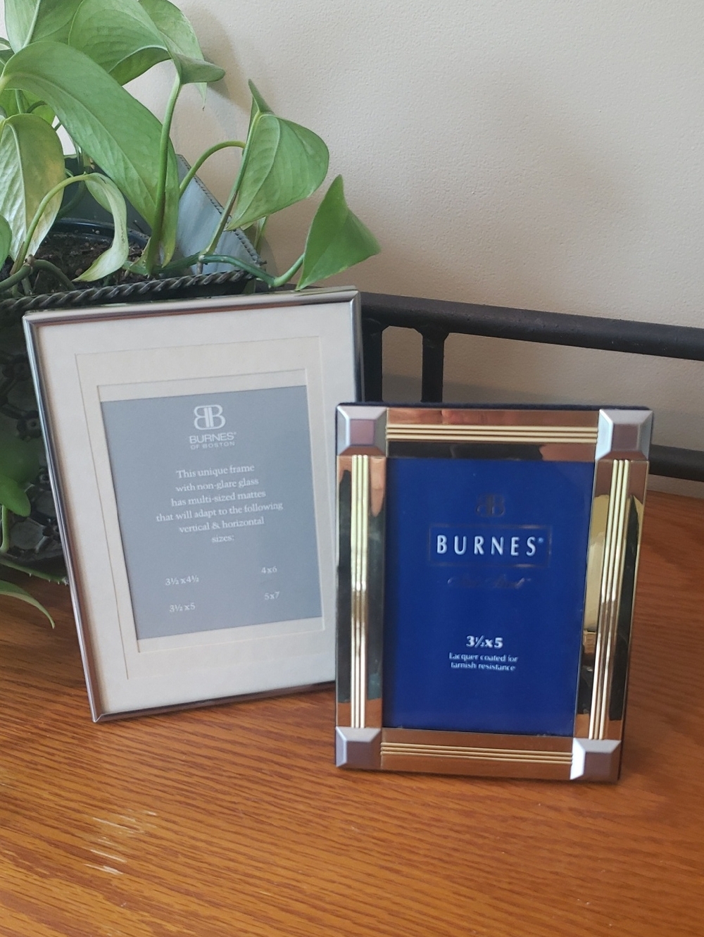 NWT - Vtg Burnes Of Boston (2) Silver And Gold W/ Siver Accent Picture Frames